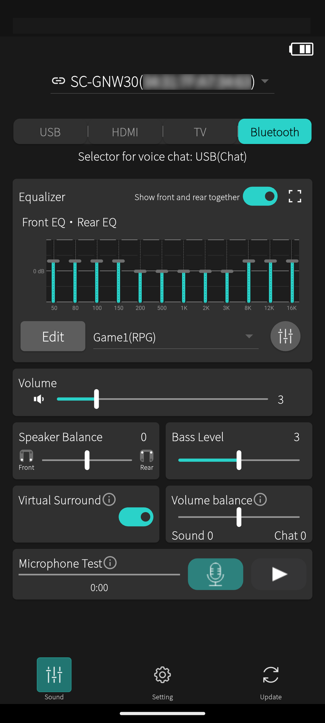 サウンドコントロール画面イメージ / Sound control screen image