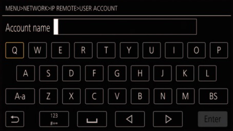 Account name input screen