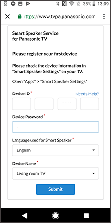 smart speaker settings app panasonic