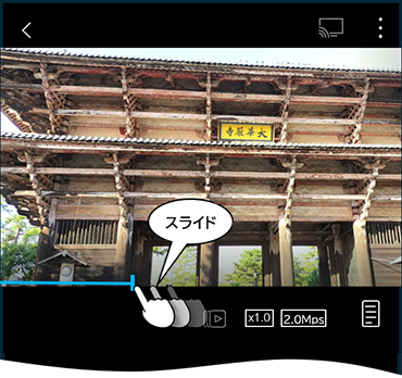 バーを左にスライド