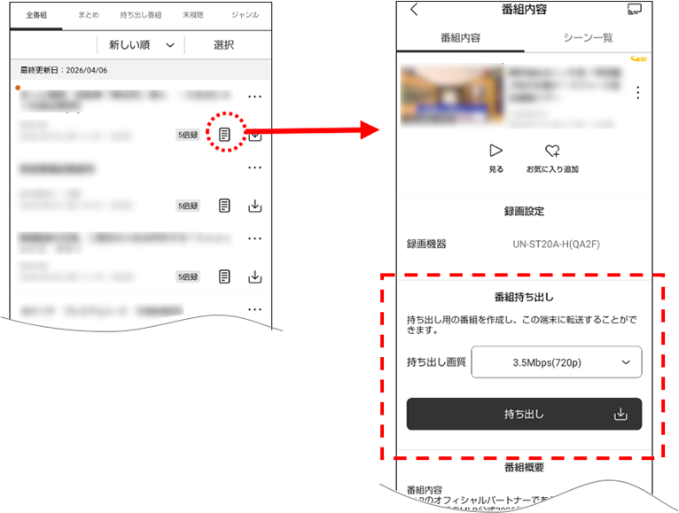 番組内容のメニュー